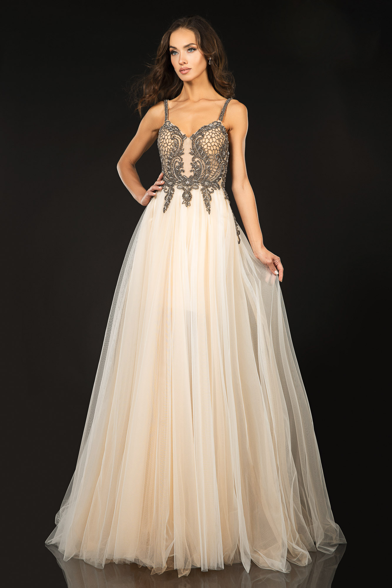 Tulle Strapped Gown