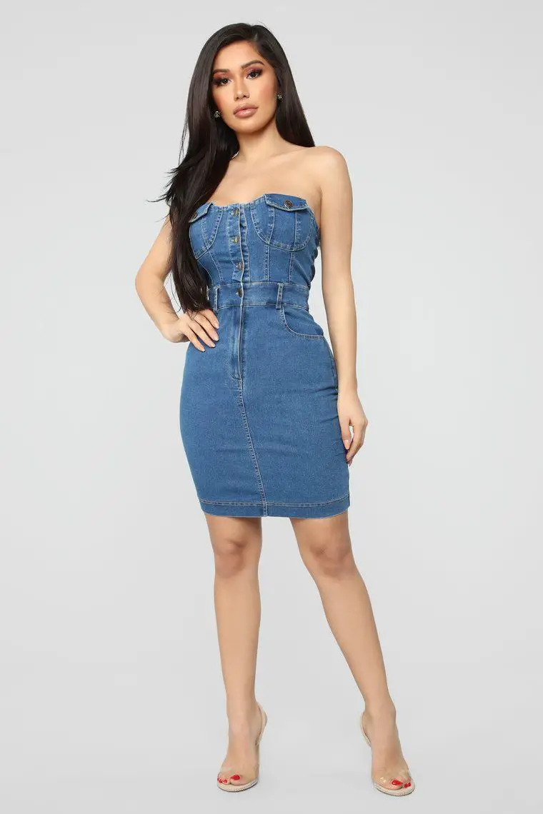 Strapless Denim Dress