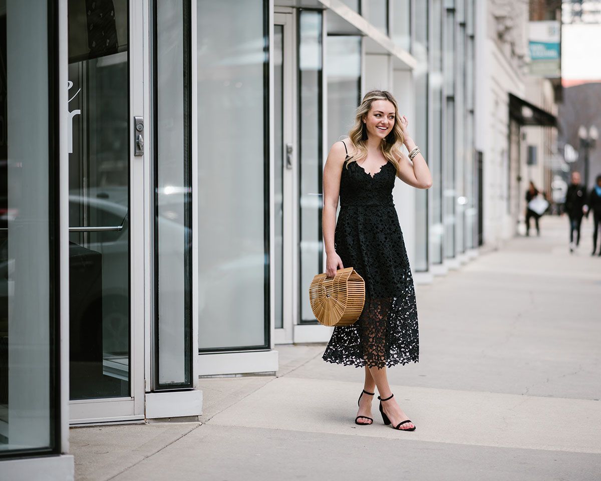 Midi Dress Ankle Strap Heels