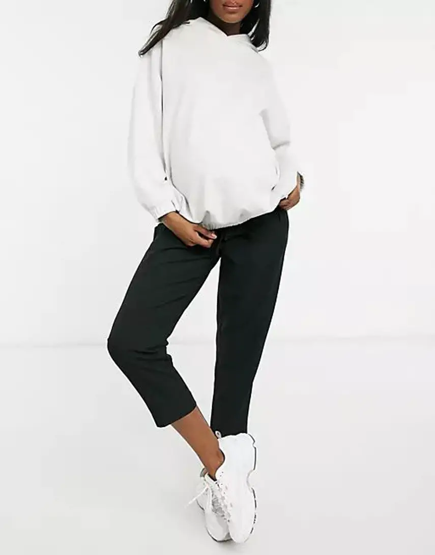 ASOS DESIGN Maternity under bump tailored tie waist tapered ankle grazer trousers