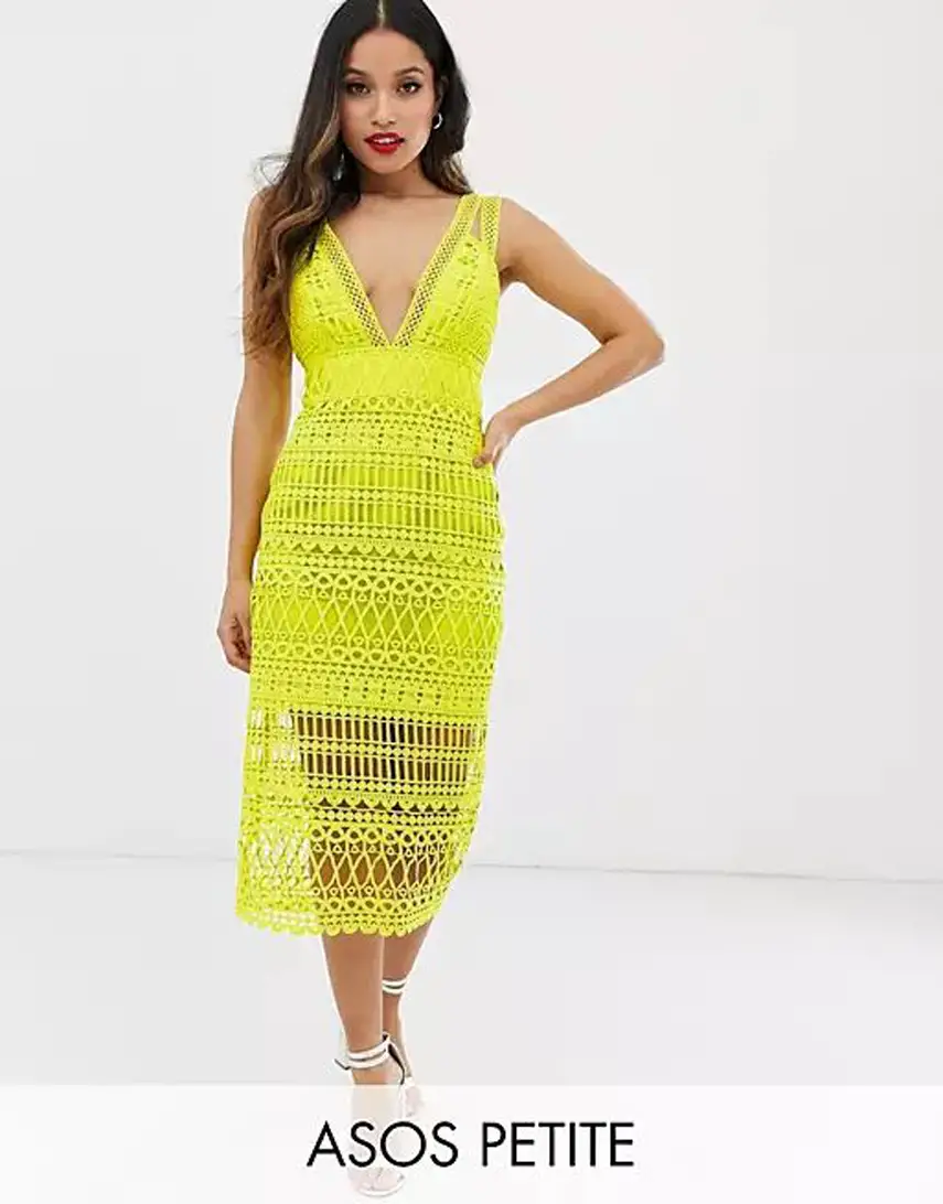 ASOS DESIGN Petite midi pencil dress in cutwork broderie