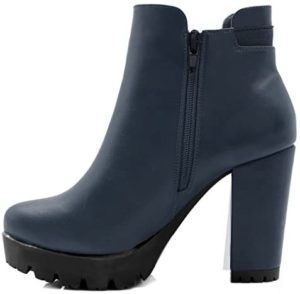 Allegra K Women's Chunky High Heel Platform Zipper Chelsea Boots