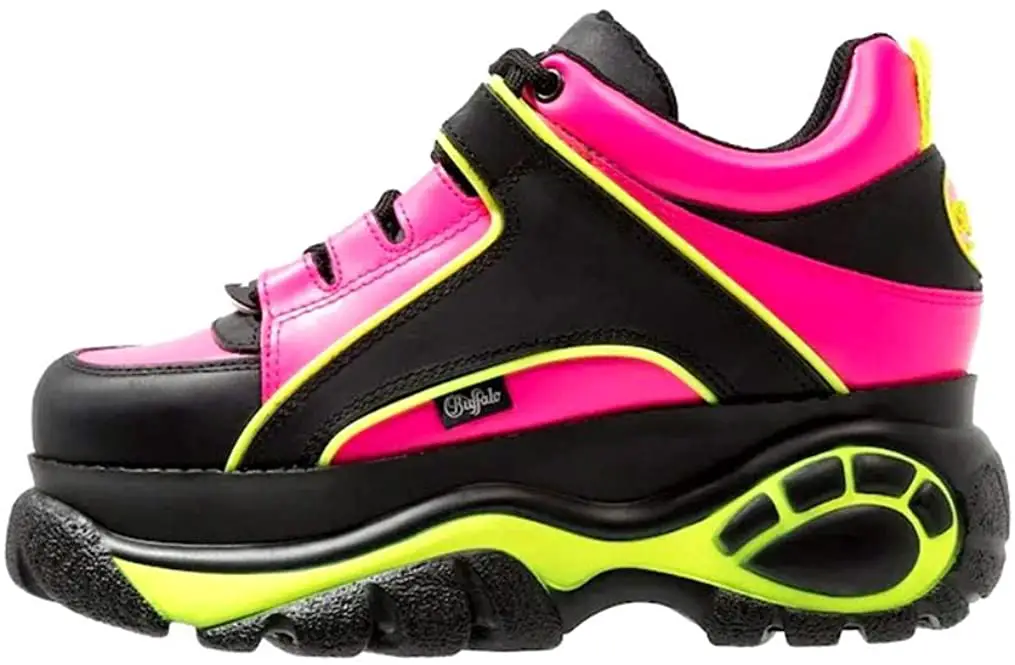 Buffalo London Sneakers Leather 75MM Black Fuxia BFL1339-14 BKFUN