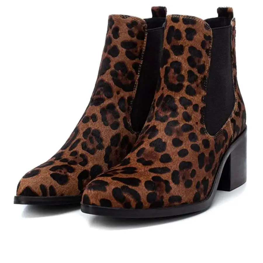 CARMELA - 67382 - LEATHER LEOPARD PRINT BOOTS - TAN / BLACK