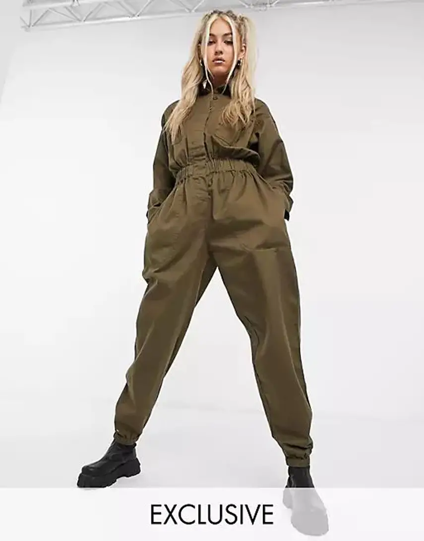COLLUSION utility boilersuit in khaki