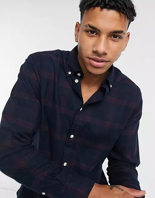 lannel shirt in navy blue check