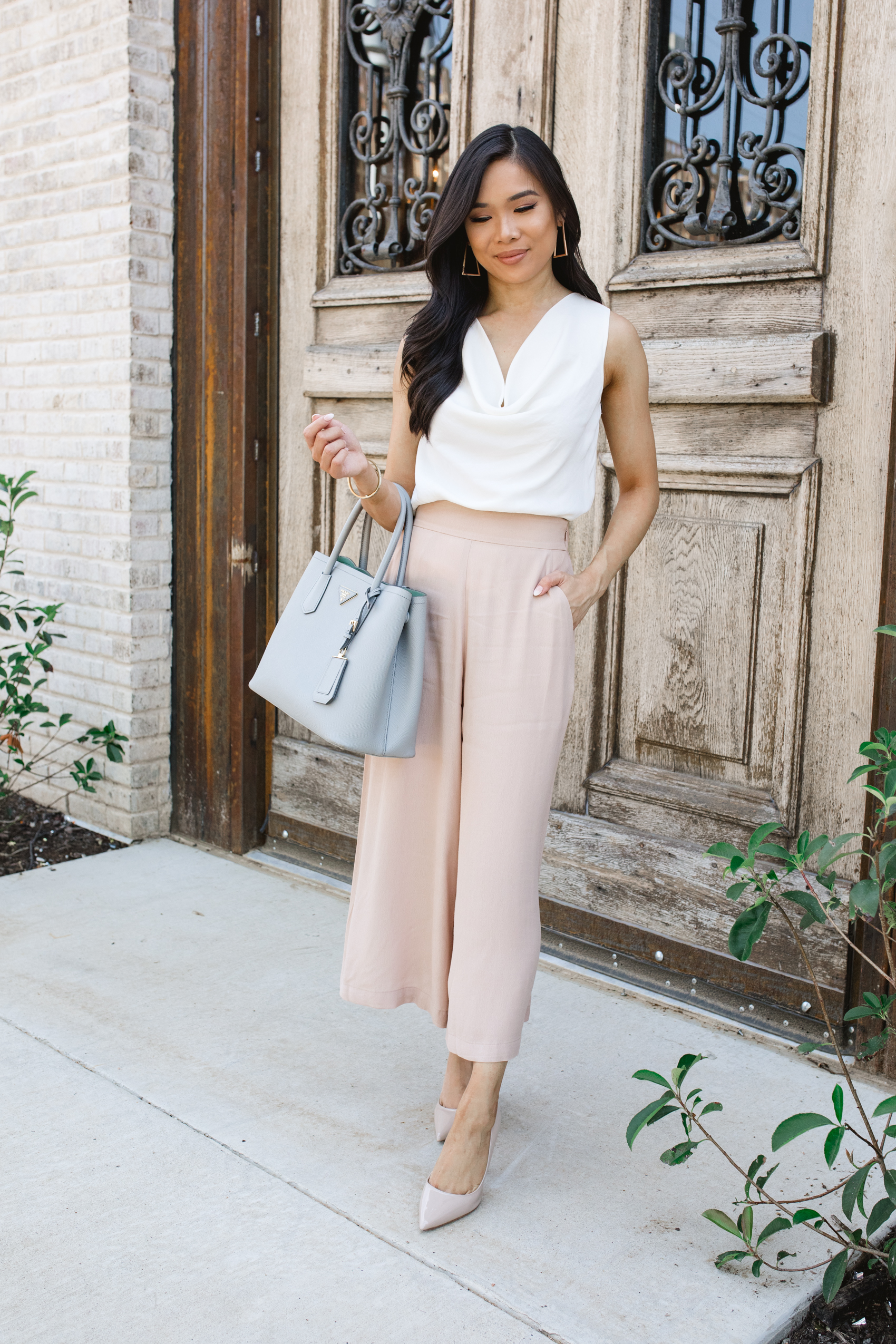 Cowl Neck Top with Cropped Trousers