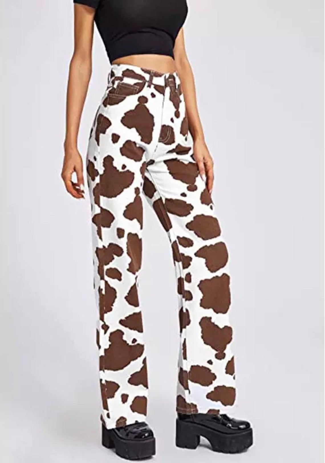 Cow print mom jeans