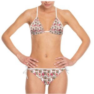 FLORAL PATTERN gingham bikini