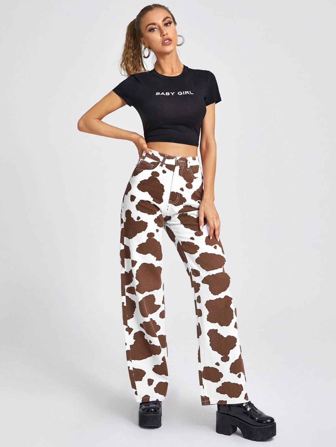 cow print jeans womens