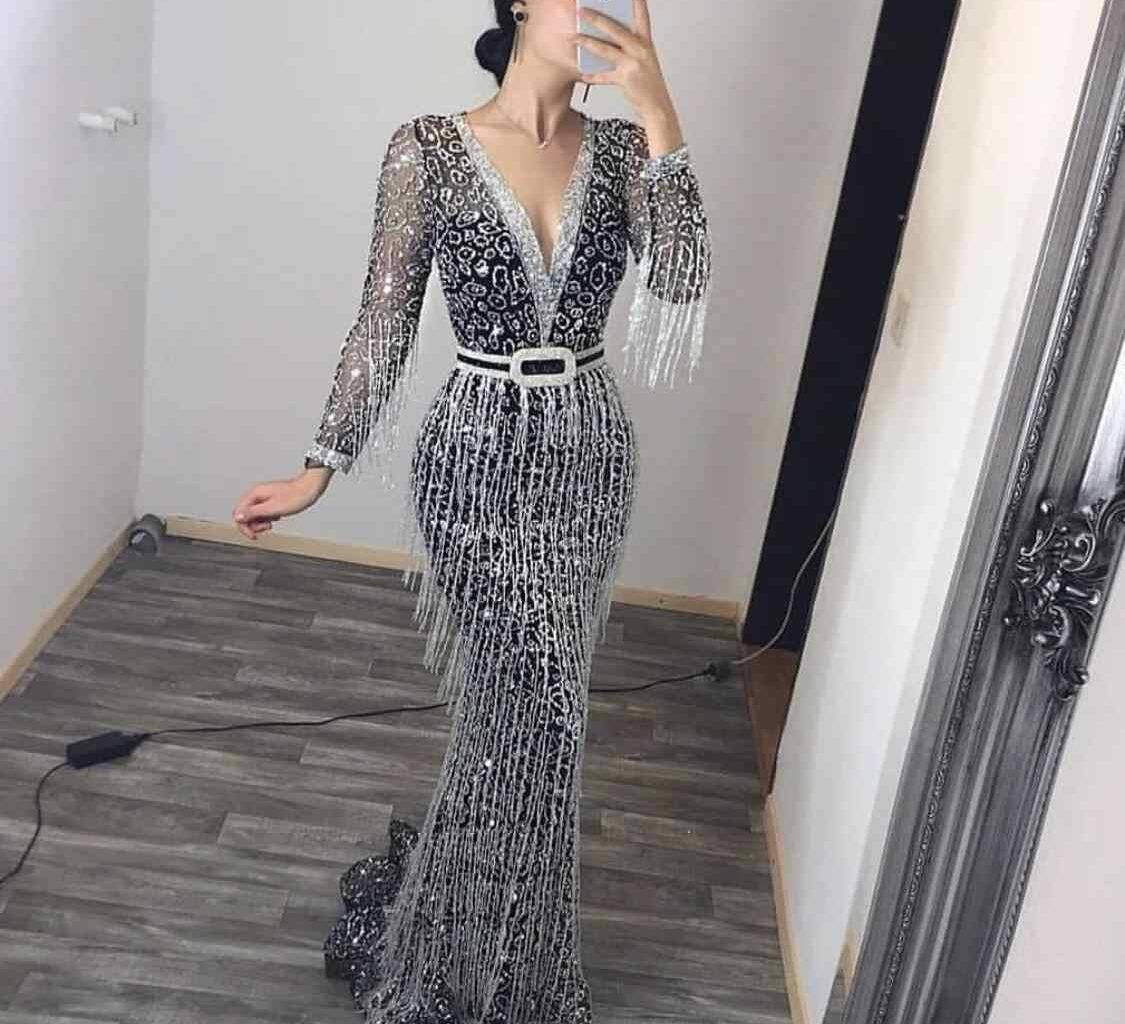 Long Sleeve Embellished Dresses