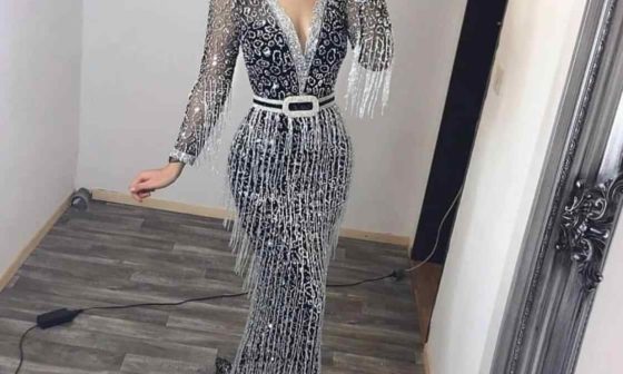 Long Sleeve Embellished Dresses
