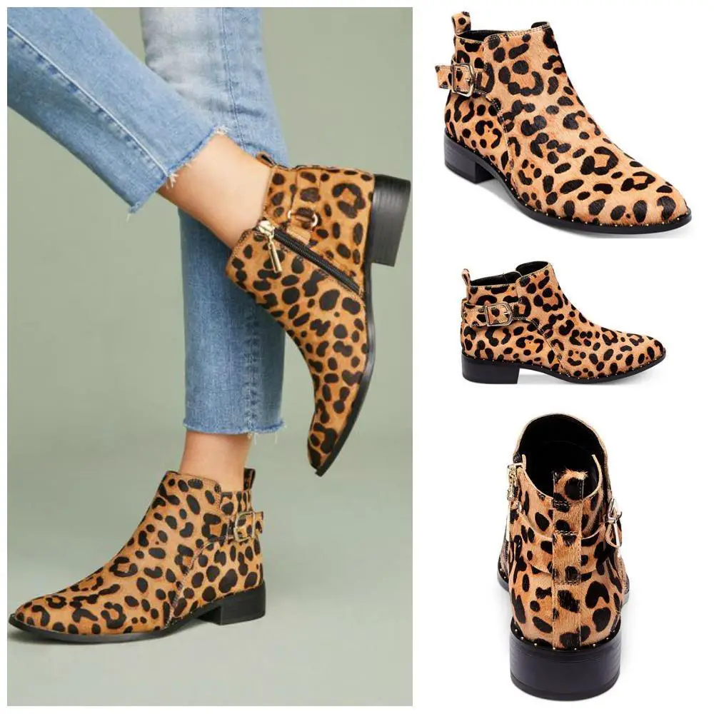 NEW STEVEN By Steve Madden LEOPARD Calf Hair CLIO Ankle Flats BOOTIES SIZE 6.5
