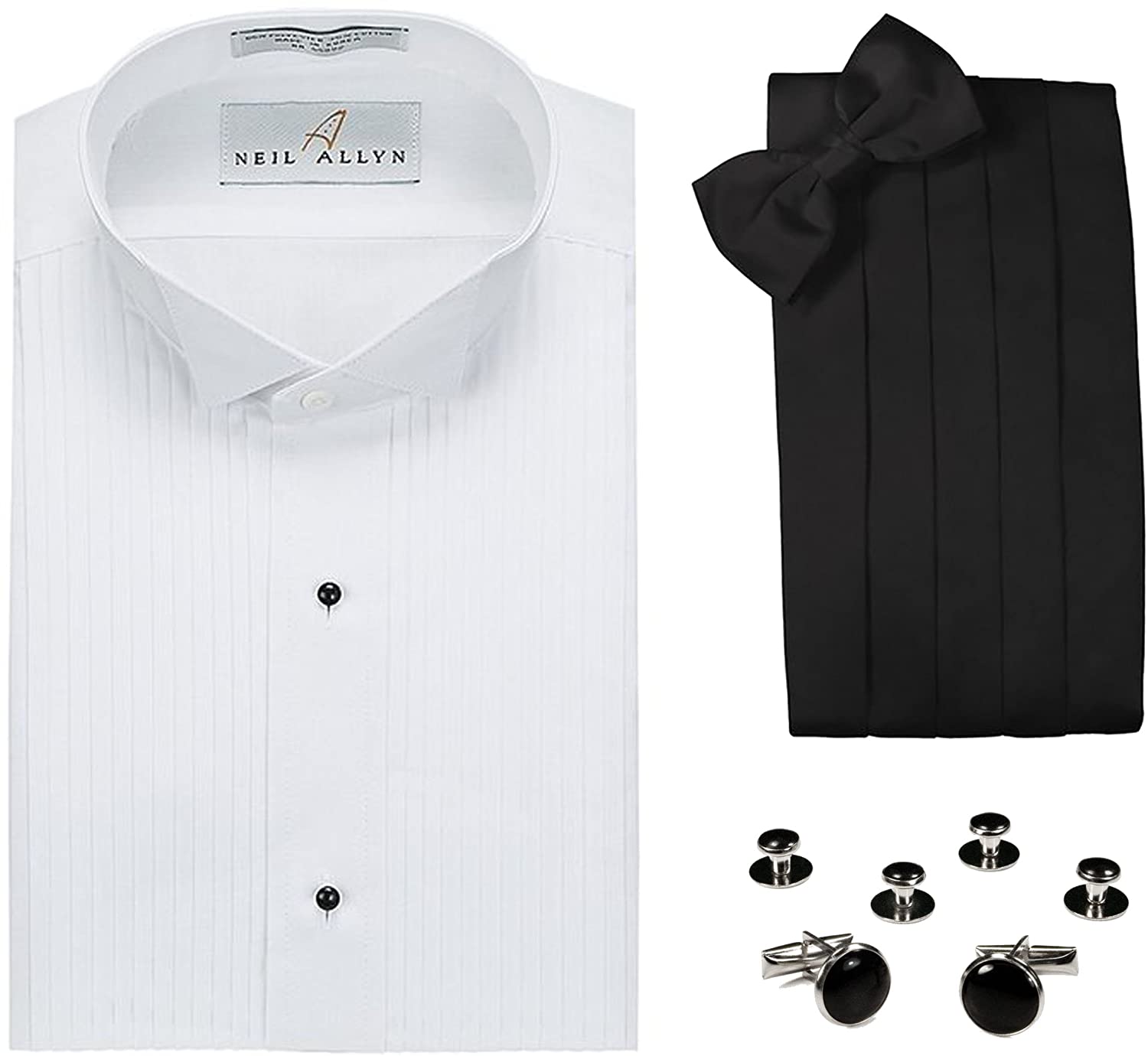 Neil Allyn Tuxedo Shirt, Cummerbund, Bow Tie, Cufflink & Studs Set