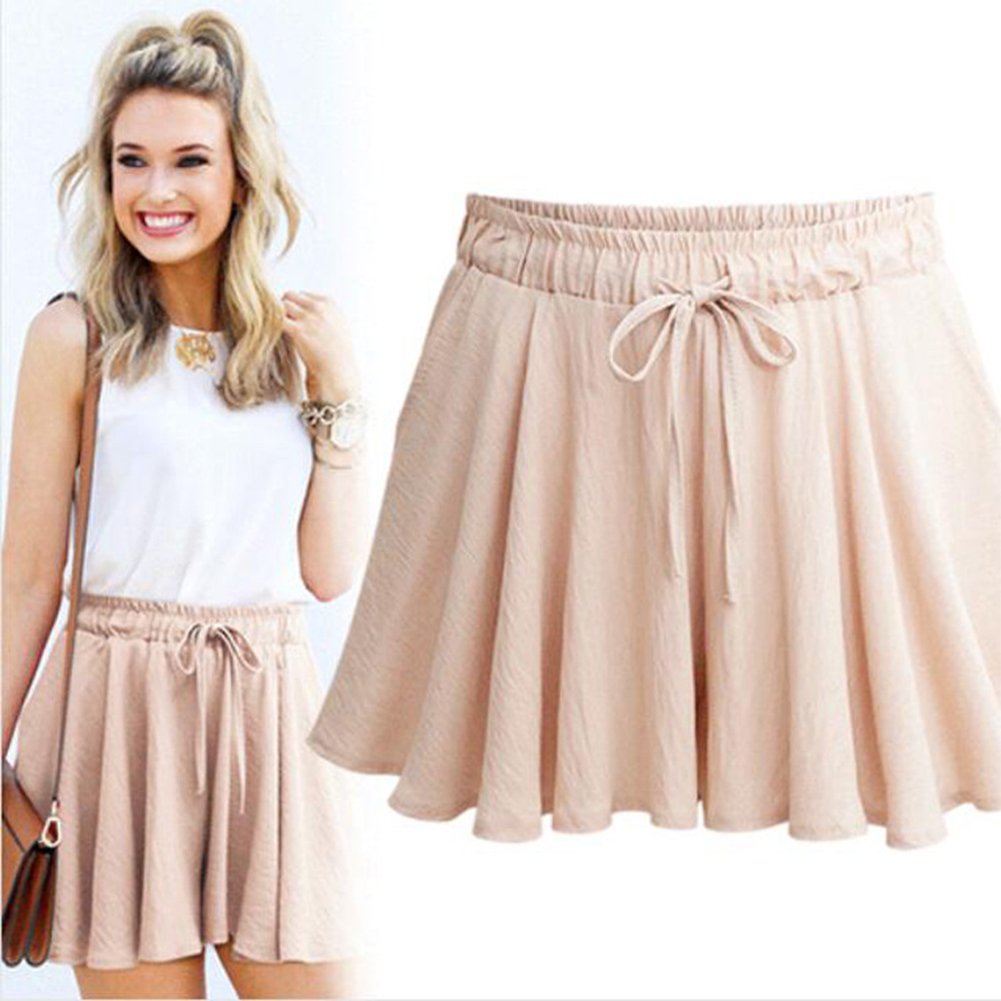 VERYCO Women Summer Wide Leg Shorts Elastic High Waist A Line Culottes Casual Hot Pants Trousers