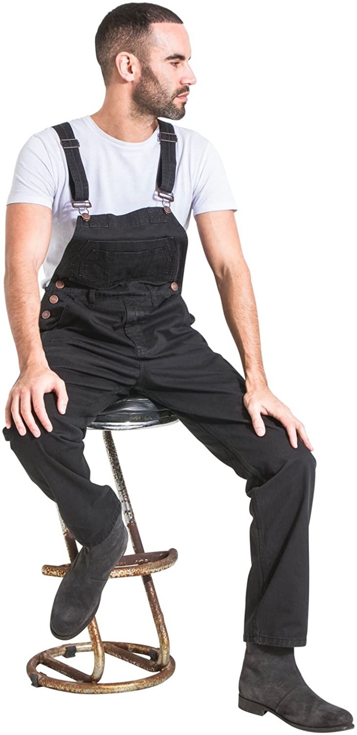 Wash Clothing Company Mens Relaxed Fit Denim Dungarees - Black Value Bib Overalls 30-40W MADDOXBLK