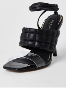 Wide Fit Quilted Tie Up Sandal - Black