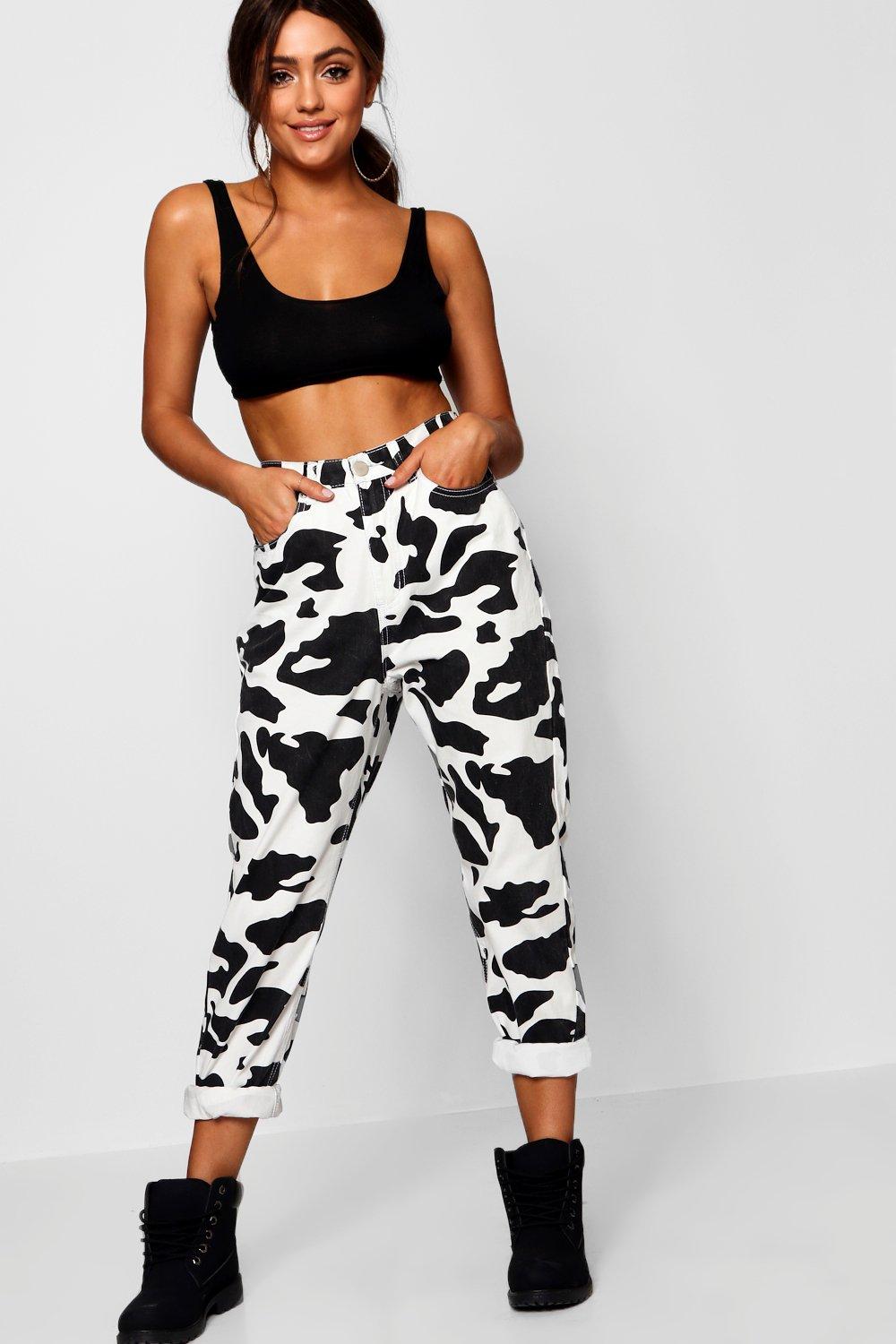 jeans with cow print pockets