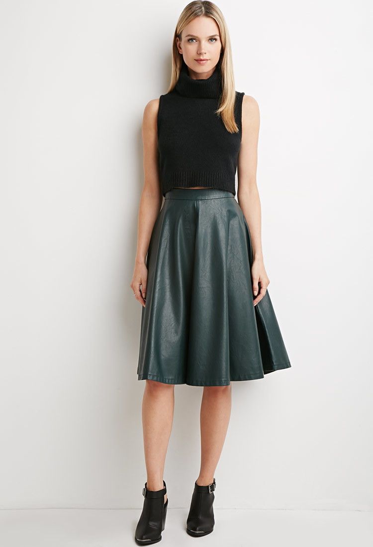Leather A-line maxi skirt