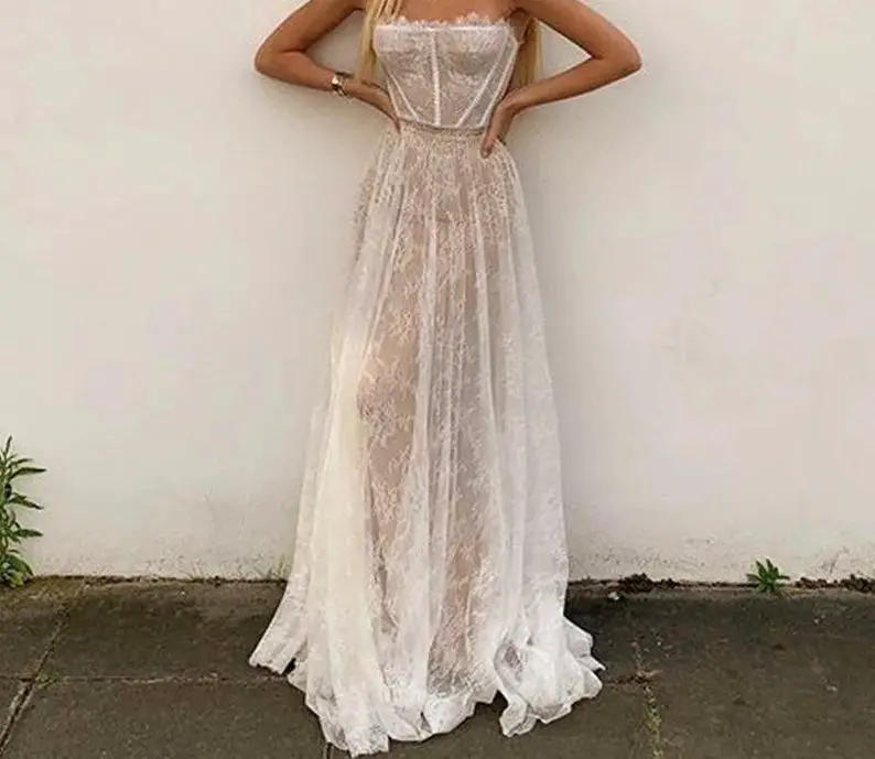 White Lace Summer Maxi Dress
