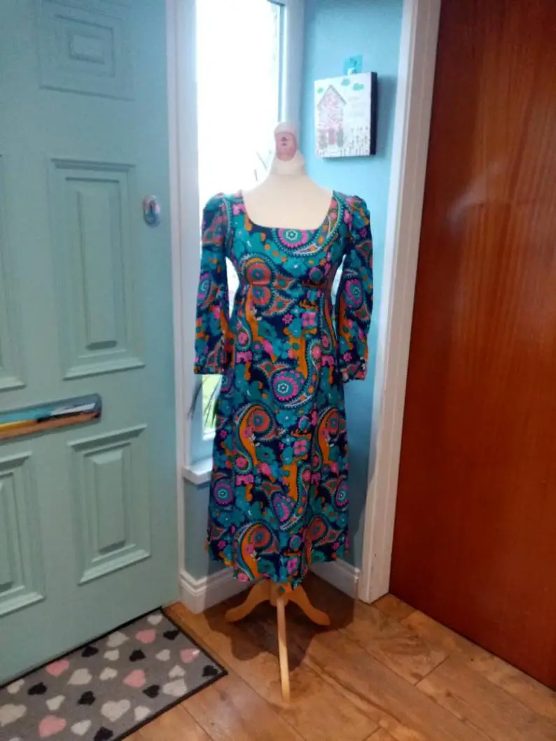 paisley blue handmade dress