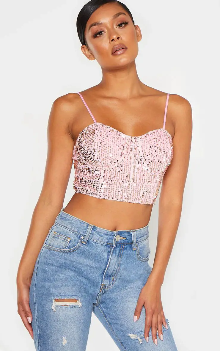 Sequin Cropped Top 