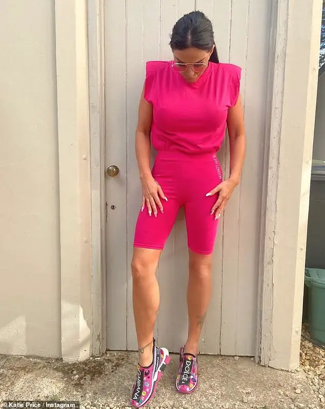  Katie Price shows off her svelte physique in pink