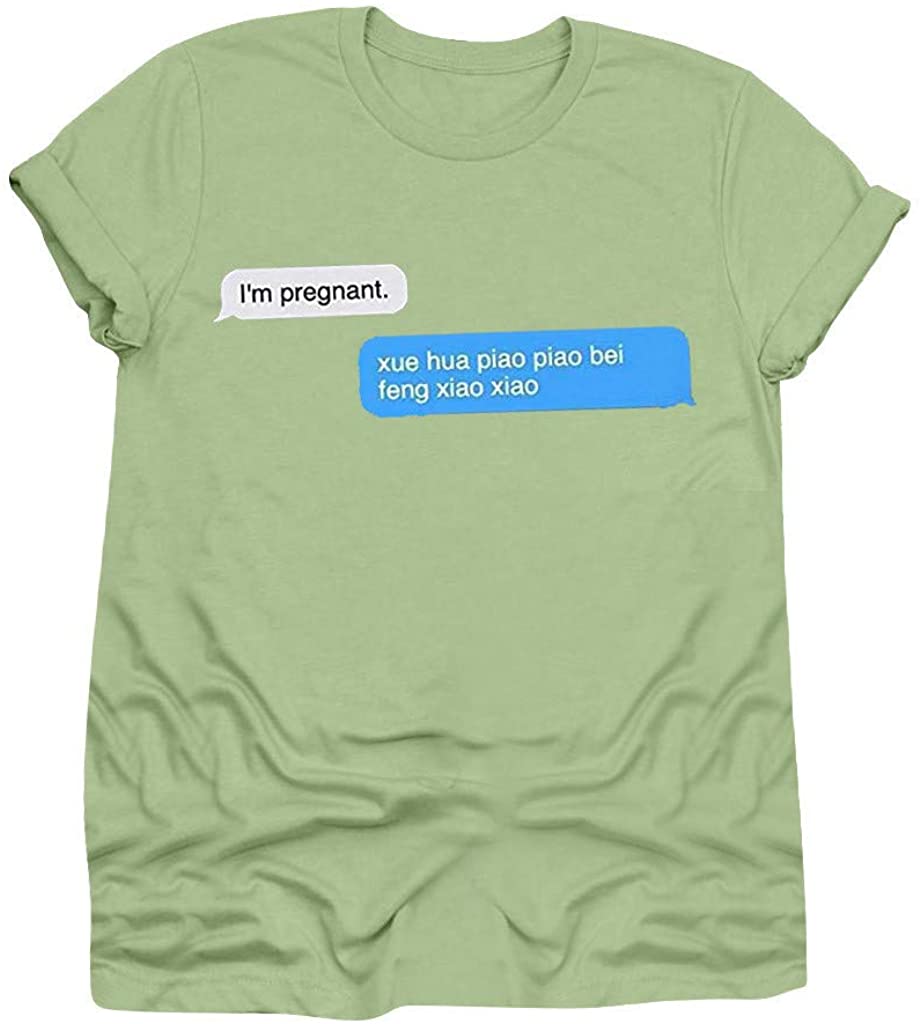 Casual Letters Print Short Sleeve Tops for Ladies T-Shirt Cute Funny Graphic Tees Summer Basic Shirt