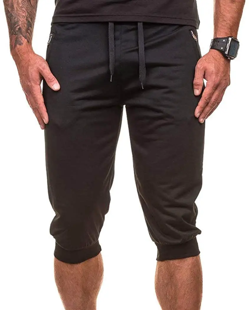 Battercake Shorts Mens Sweatpants Loose Drawstring Waist Elastic Pants Cropped Sweatpants Jogging Comfortable Shorts Shorts