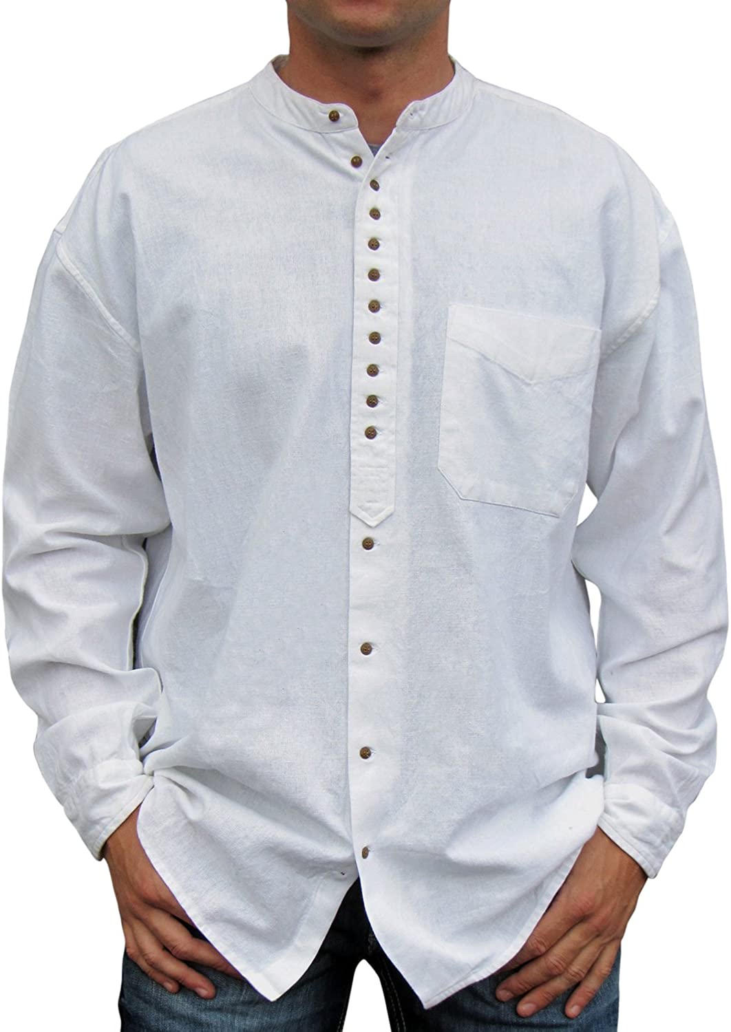 mandarin collar shirt Casual Shirt White White