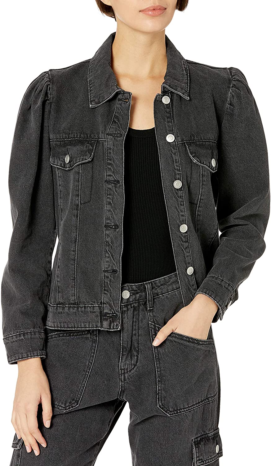 KENDALL + KYLIE Women's Puff Sleeve Denim Jacket