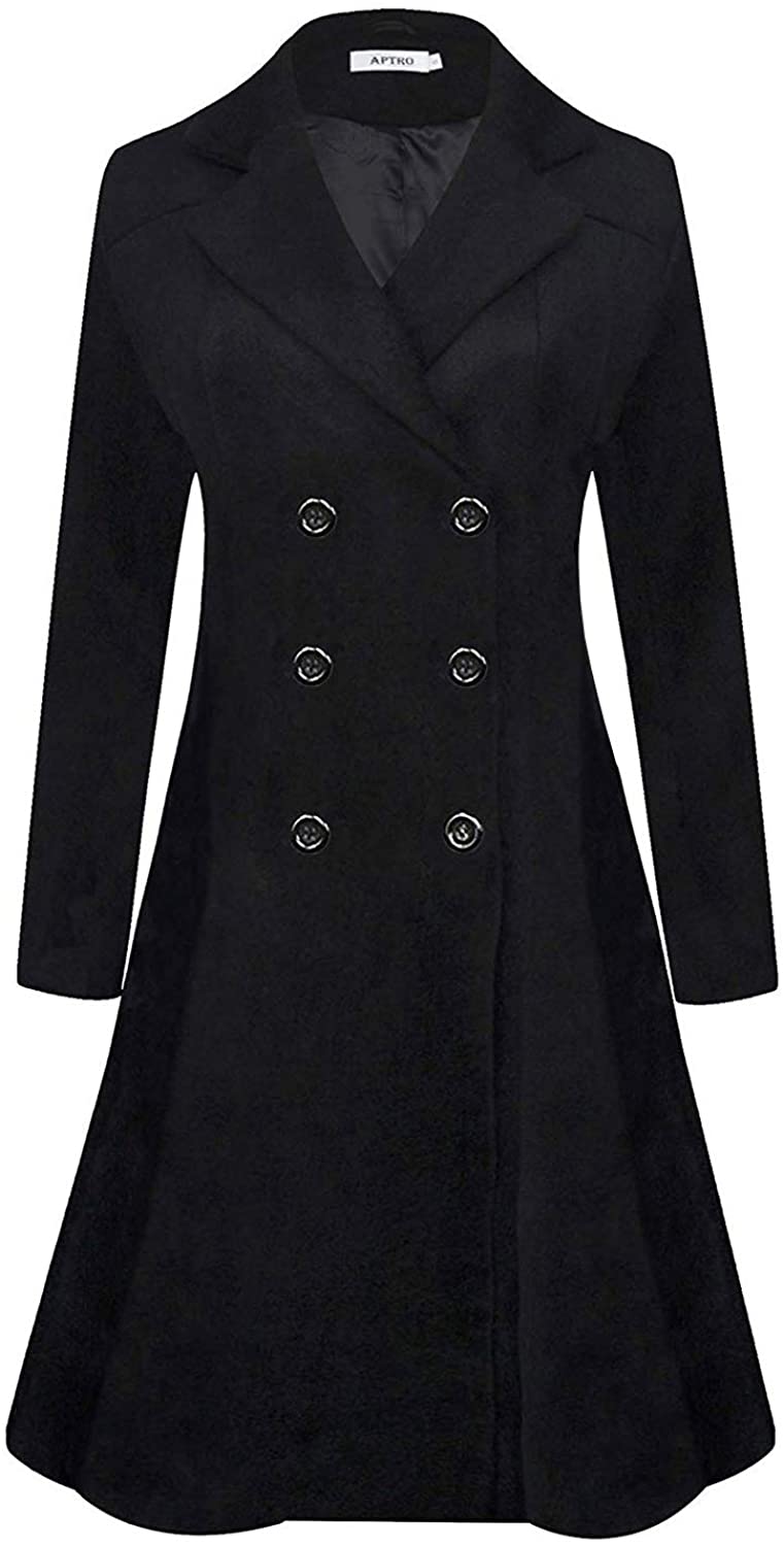 APTRO Womens Coats Winter Long Casual Toggle Outerwear Double Breasted Wool Coat #2