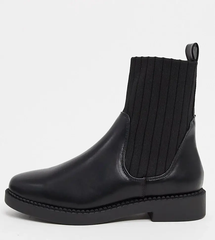 ASOS DESIGN Wide Fit Amanda chunky sock boots in black