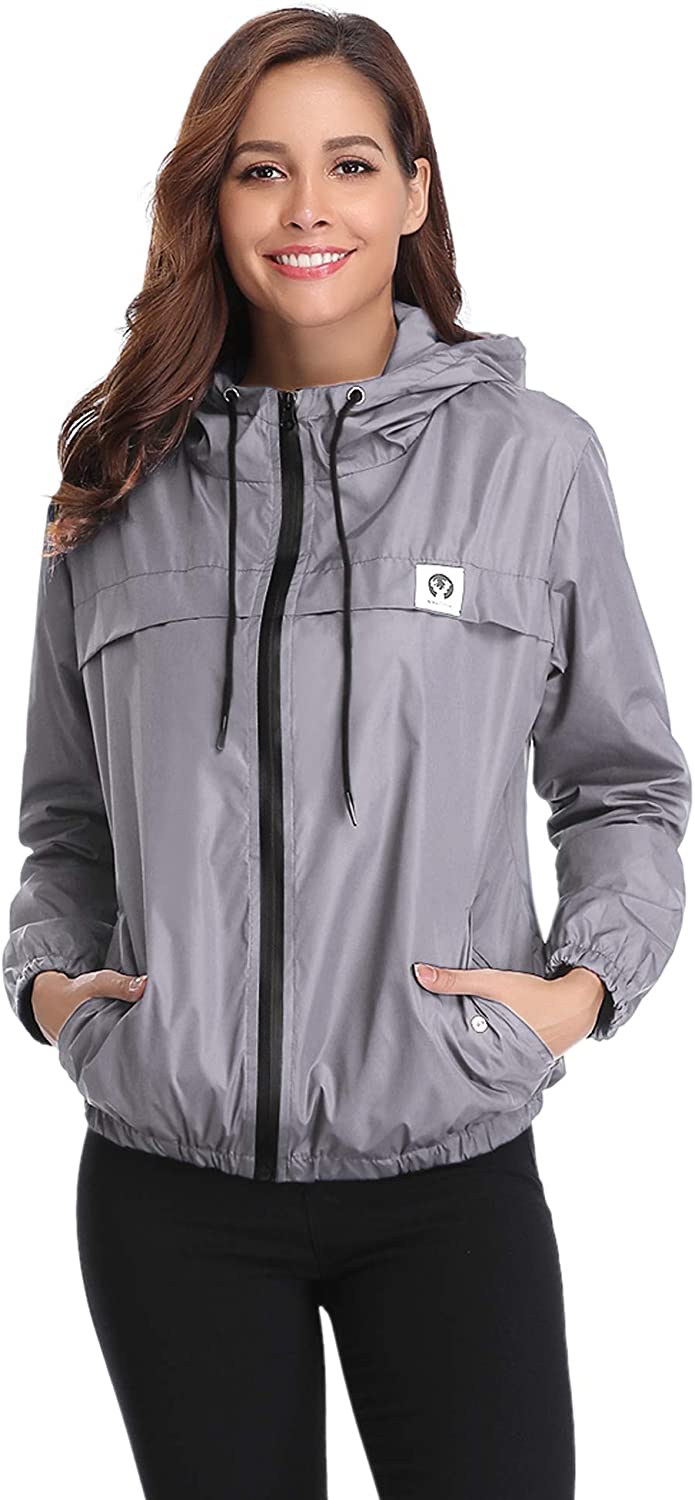 Abollria Women Rain Jacket Waterproof with Hood Lightweight Active Outdoor Windbreaker Raincoats