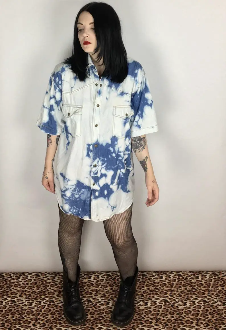Acid wash Reworked Vintage Denim Shirt