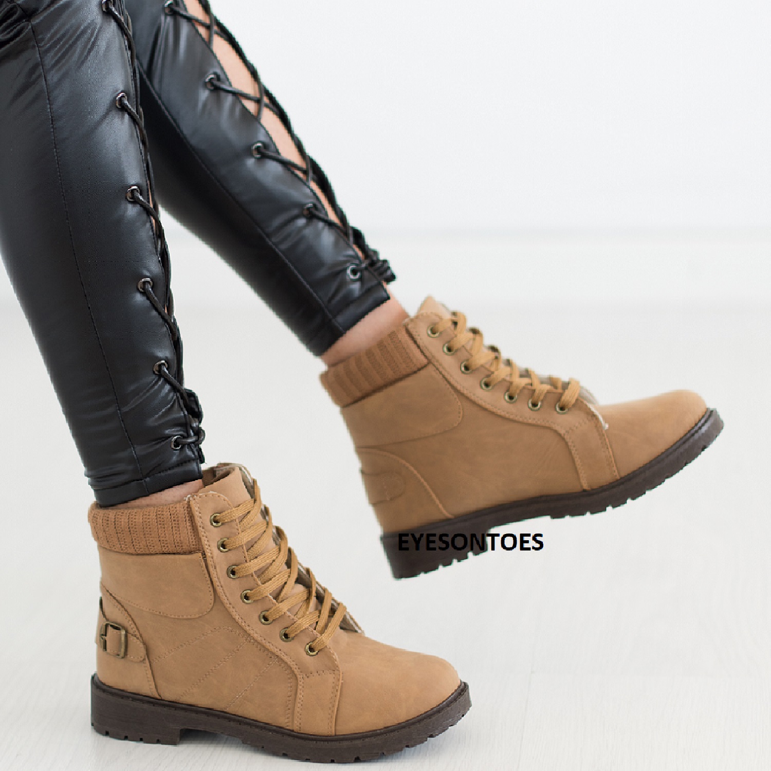 New Womens Ankle Flat Desert Lace Up Combat Winter Ladies Walking Boots Shoes