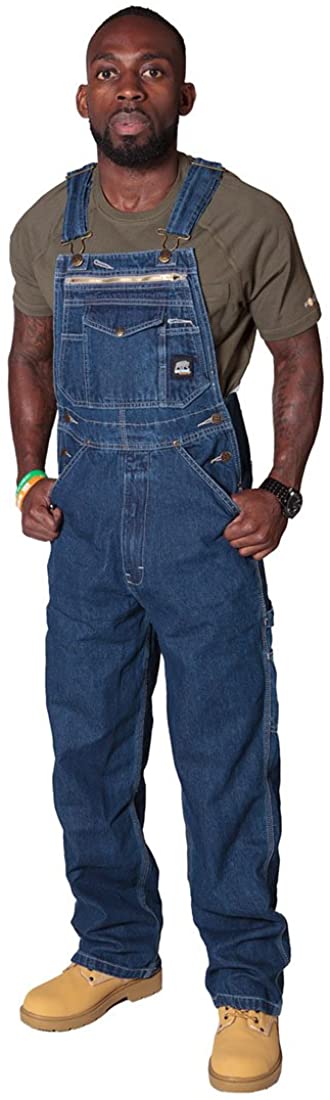 Berne Authentic American Dungarees - Stonewash Mens Denim Dungaree Bib Overall