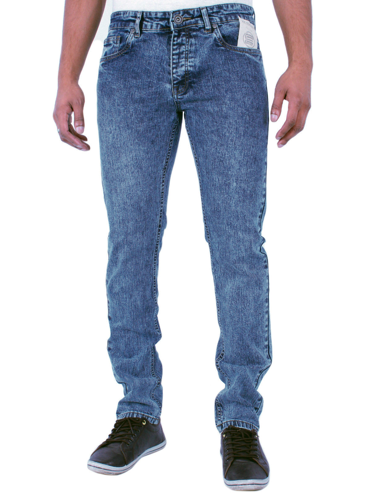 Brand New Mens Designer Enzo Jeans Skinny Blue Acid Wash Jeans