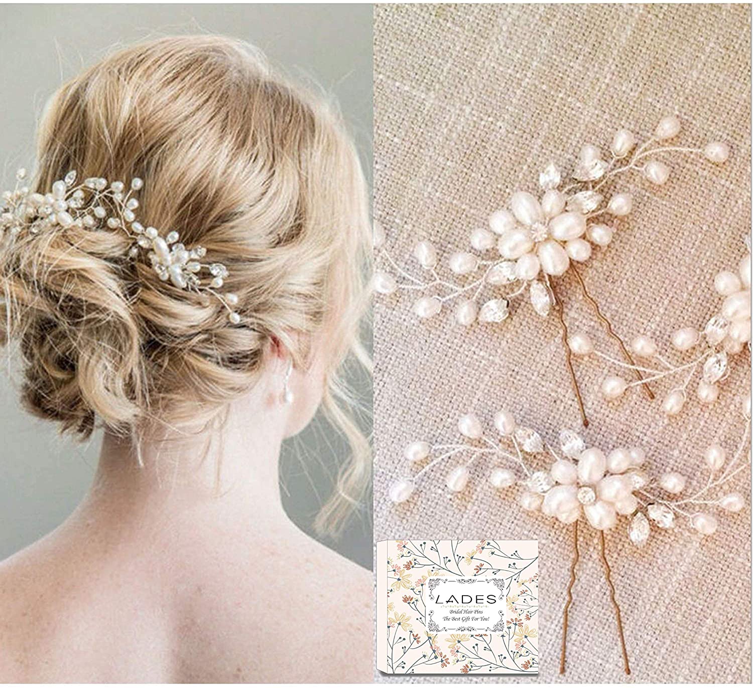 Bridal Hair Pins - 3pcs Fashion Retro Elegant Ladies Pearl Rhinestone Hair Accessories