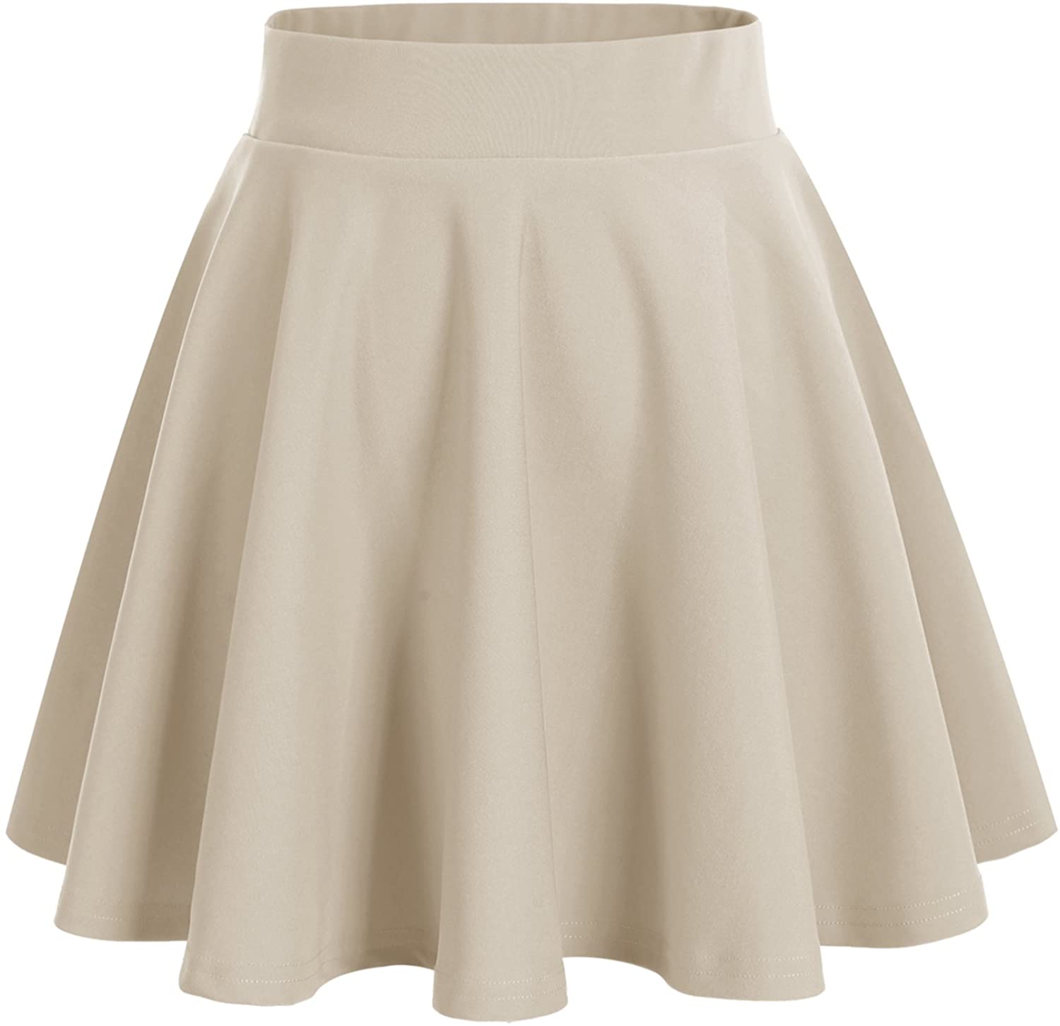 Bridesmay Women's Basic High Waist Casual Midi Skirt Stretchy Skirt