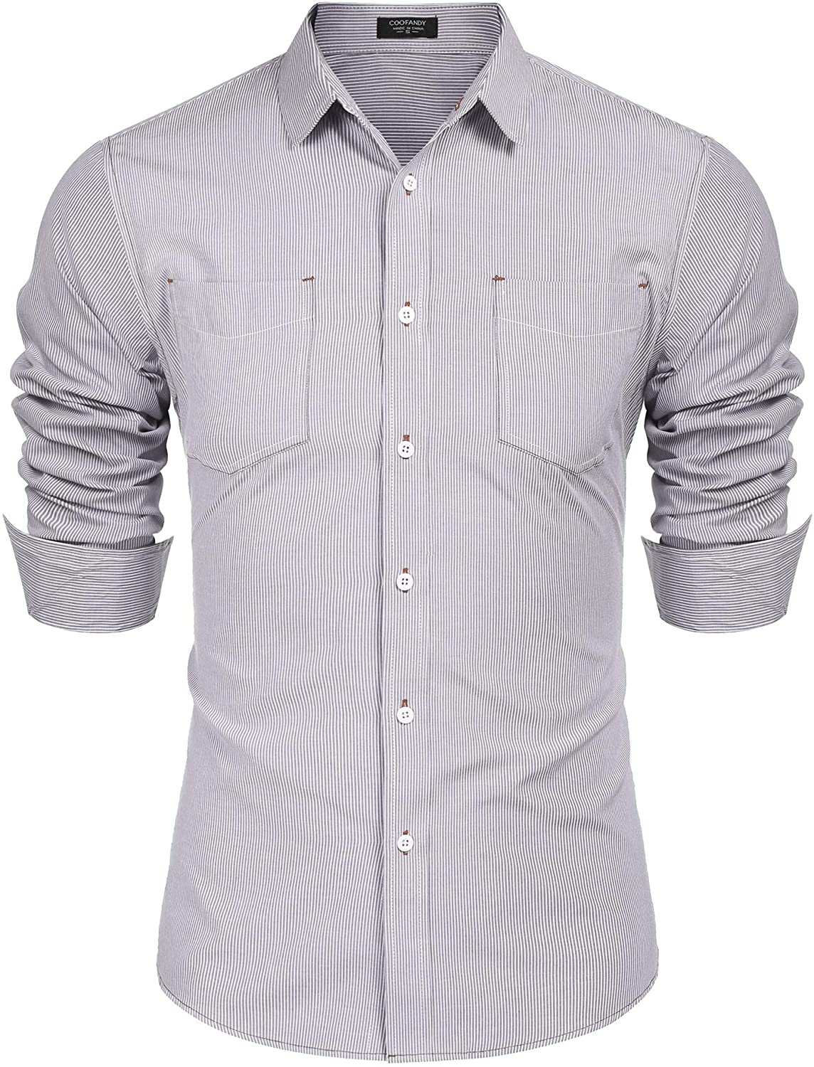 COOFANDY Men's Shirts Classic Vertical Striped Long Sleeve Button Down Shirts Business Wrinkle Free Dress Shirts with Pocket