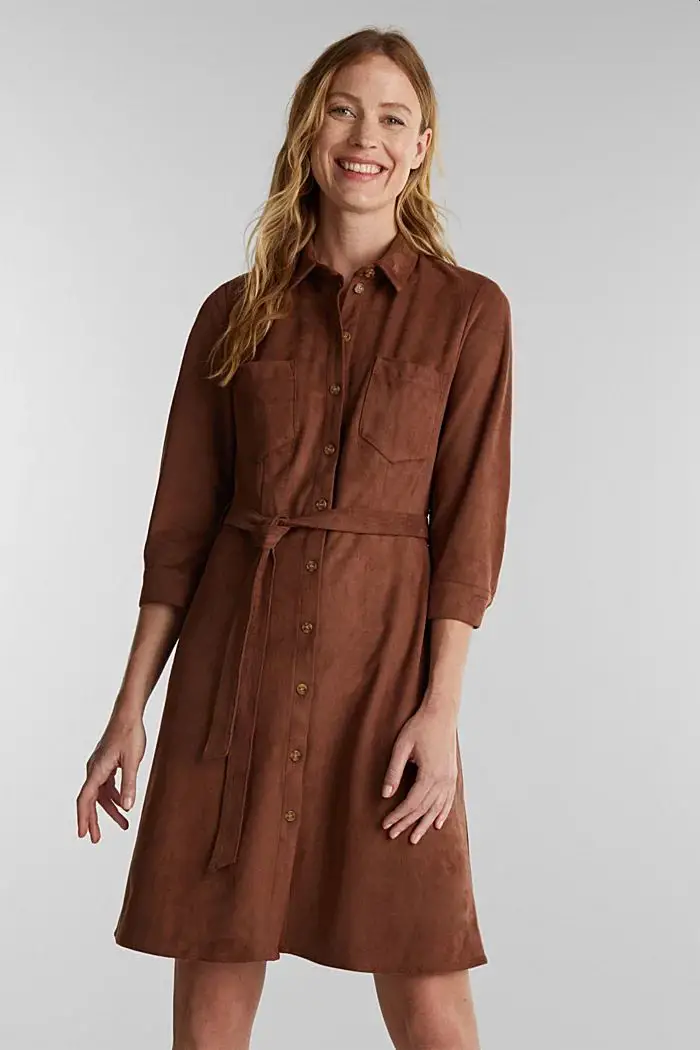 Shirt dress in faux suede