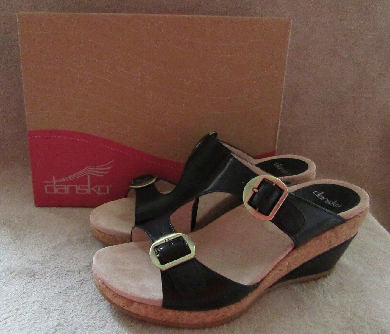 DANSKO Carla Full Grain Black Leather Sandals