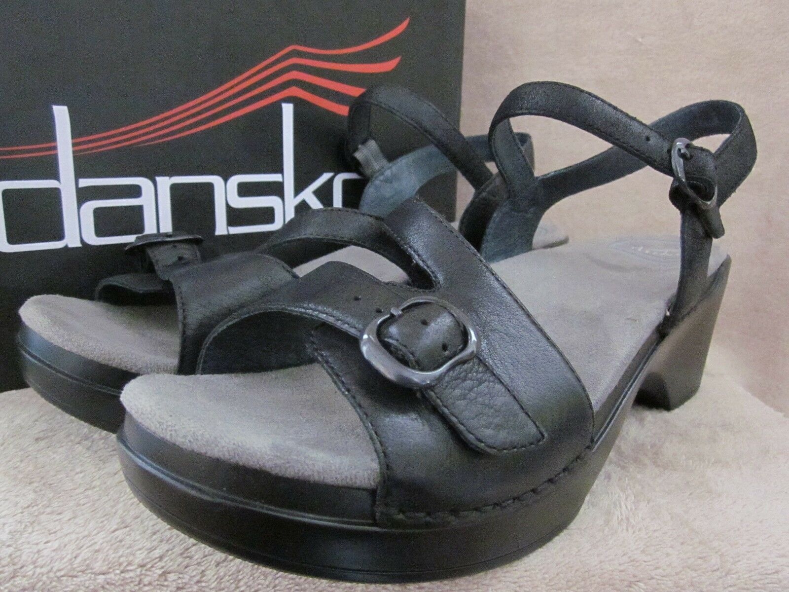 DANSKO Sandi Black Soft Full Grain Leather Heels Shoes