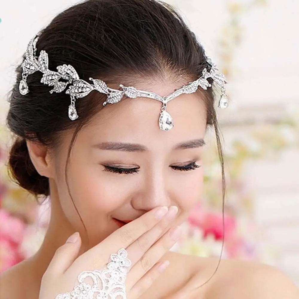 Elegant Bridal Rhinestone crystal prom hair chain forehead