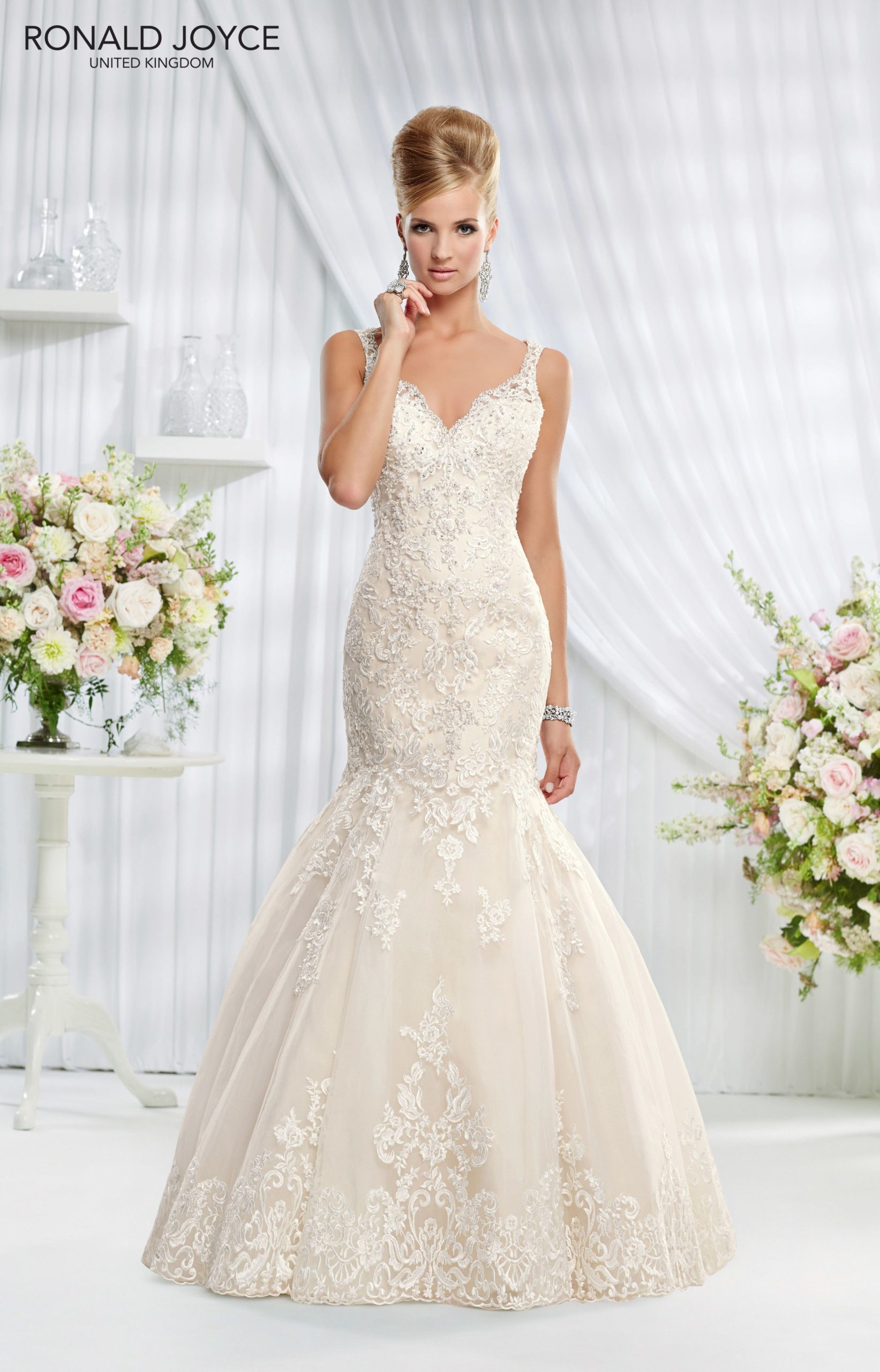 Erin, Lace fishtail wedding dress with beaded back detail