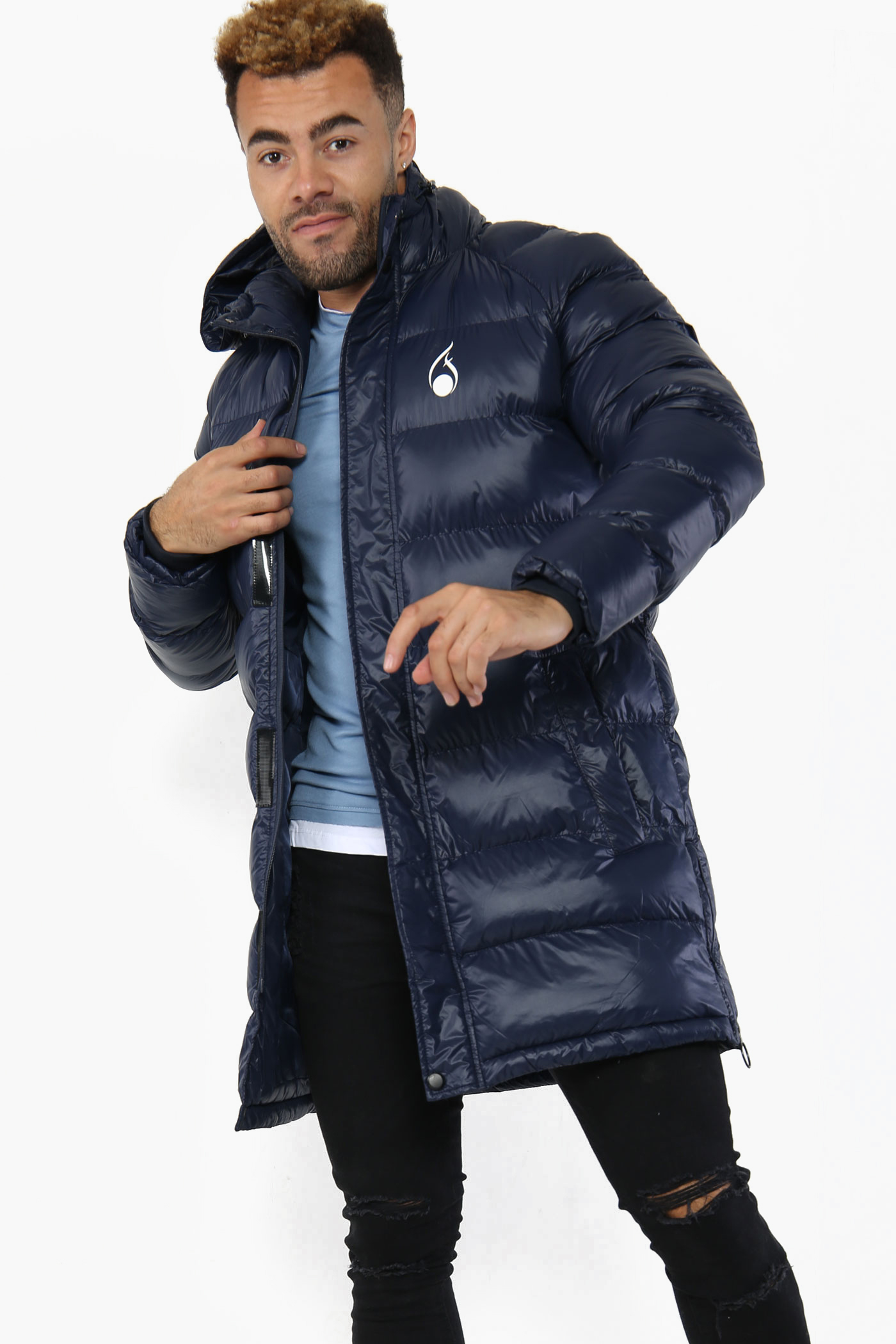FASHIONi Long Blue Puffer Jacket