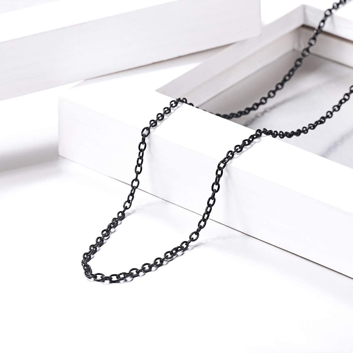 FOCALOOK 2MM Rolo Chain Necklace for Men Jewelry, 316L Stainless Steel/18K Gold Plated/Black Chain Necklace,18''/20''/22''/24''/26''/28''/30