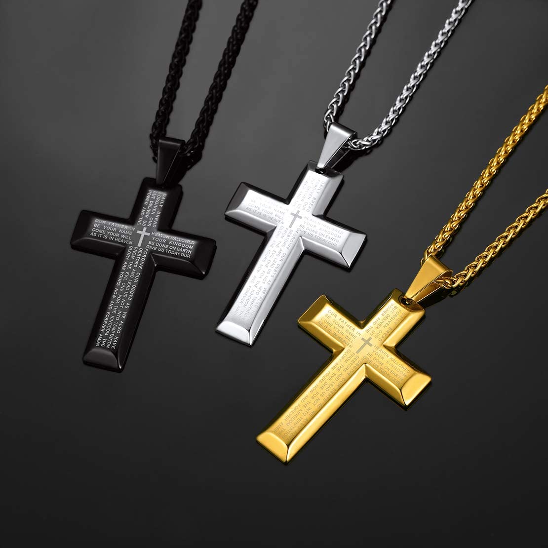 FindChic Men Women Jesus Christ Crucifix Cross Pendant Necklace Holy Christian Stainless Steel Religious Jewellery Cross Chains