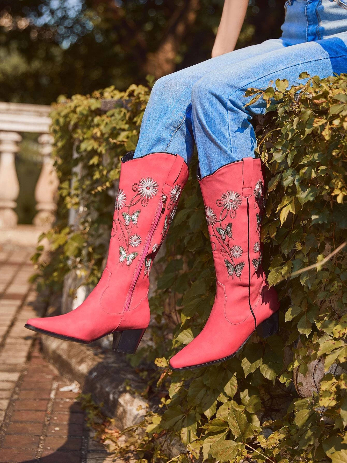 Flower & Butterfly Embroidered Boots